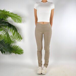 Womens Vintage Y2K Khaki Low Rise Slim Fit Stretchy Skinny Pants / Small